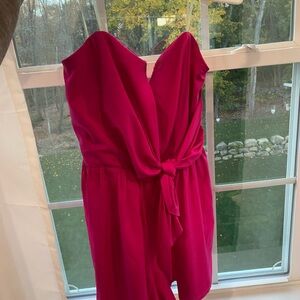 Hot Pink Strapless Romper